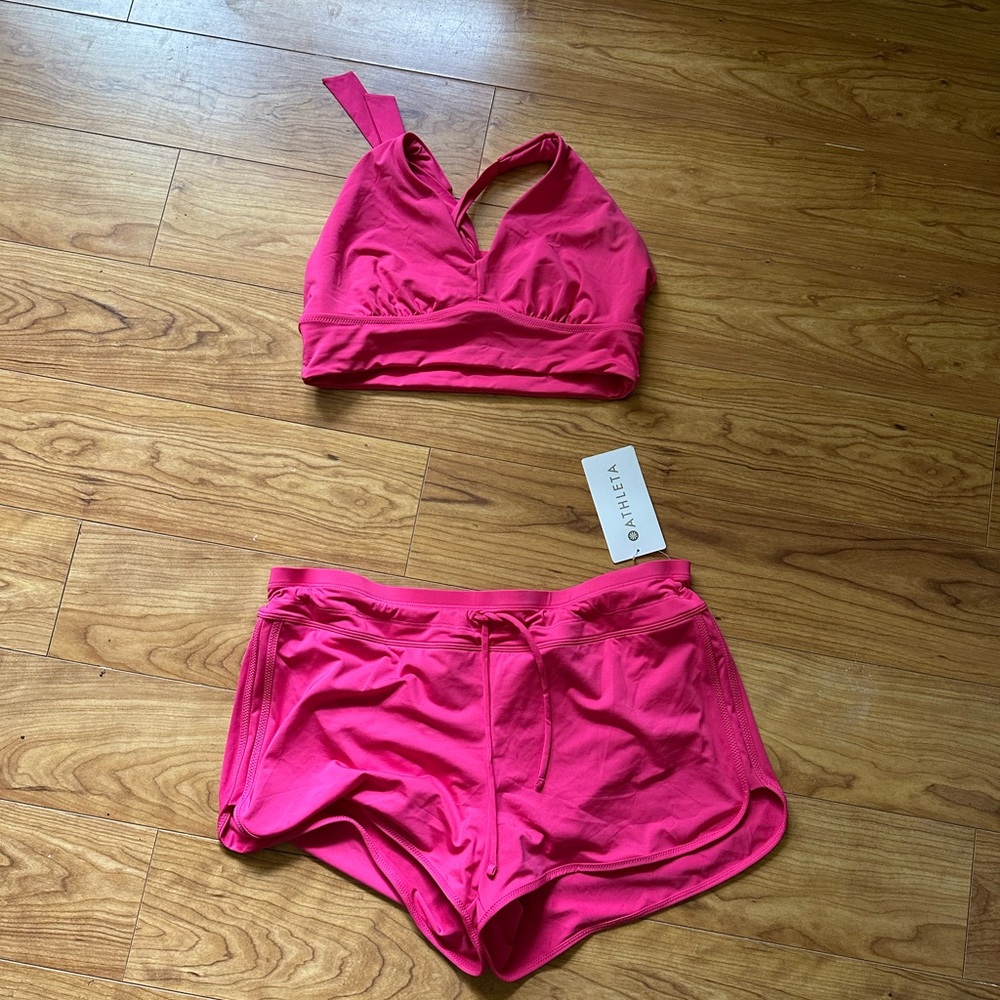 Pink Athleta Surge Swim Set